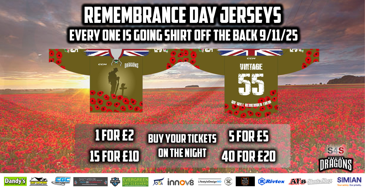 Deeside Dragons Unveil Special Remembrance Jerseys for November 9th Clash