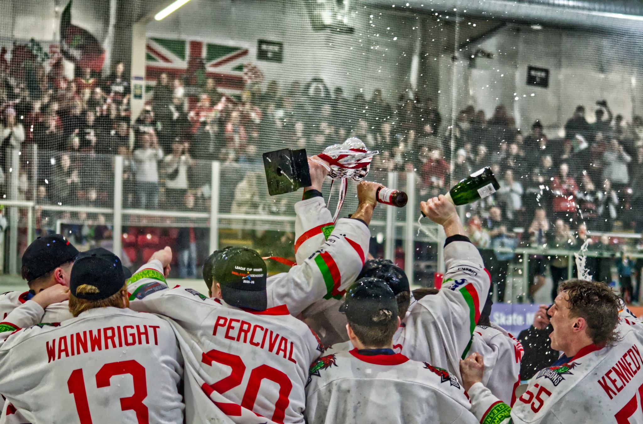 Deeside Dragons celebrating winning the Moralee Cup